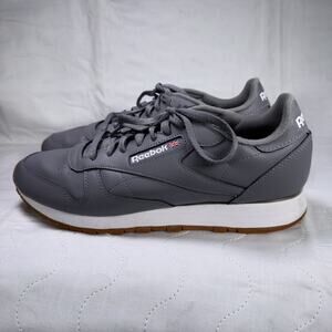 Reebok Classic Leather Unisex-Adult Running, Grey White, Shoe Size M 12